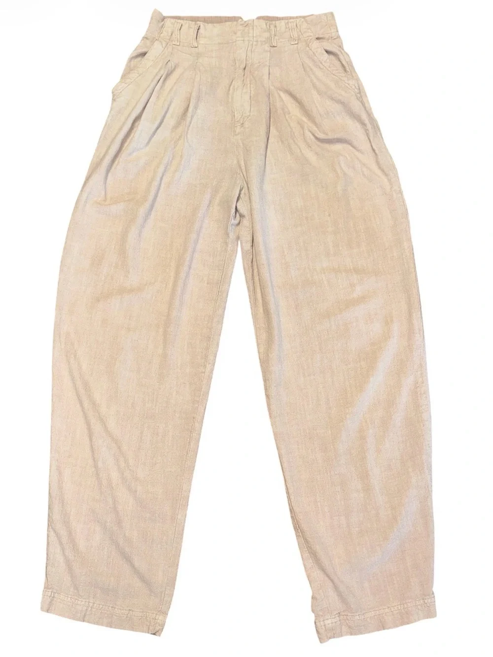 Free People Viscose Linen Relaxed Women’s Trousers Cream Size 4 - Picture 2 of 11